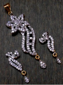 CZ Pendant With Earrings